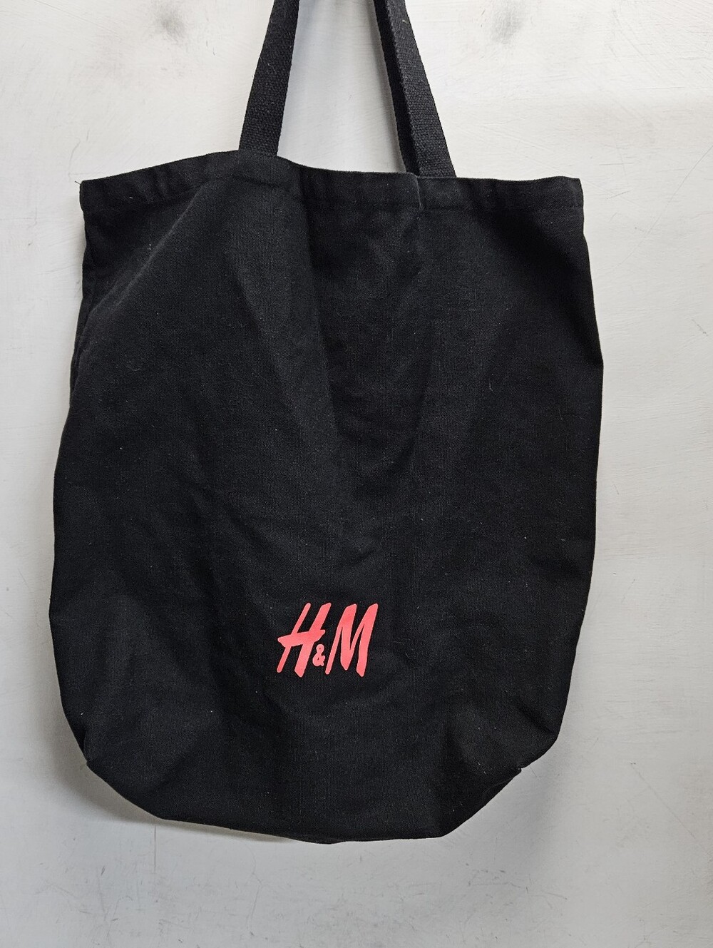 H&M Black/Red Canvas Tote Reusable Shopping Bag Large 20"x20" Size